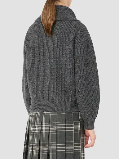 Weekend Max Mara Women's Wool Zip Up Roll Neck Jumper - Dark Grey | Thumbnail 4 Weekend Max Mara Women's Wool Zip Up Roll Neck Jumper - Dark Grey | Thumbnail 4