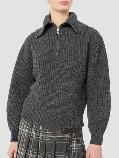 Weekend Max Mara Women's Wool Zip Up Roll Neck Jumper - Dark Grey | Thumbnail 5 Weekend Max Mara Women's Wool Zip Up Roll Neck Jumper - Dark Grey | Thumbnail 5