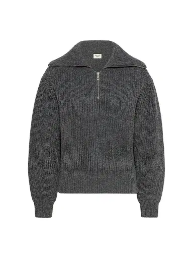 Weekend Max Mara Women's Wool Zip Up Roll Neck Jumper - Dark Grey | Thumbnail 1 Weekend Max Mara Women's Wool Zip Up Roll Neck Jumper - Dark Grey | Thumbnail 1