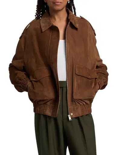 Arma Women's Halti Suede Bomber Jacket - Saddle | Thumbnail 3 Arma Women's Halti Suede Bomber Jacket - Saddle | Thumbnail 3