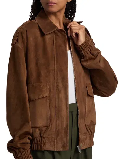 Arma Women's Halti Suede Bomber Jacket - Saddle | Thumbnail 6 Arma Women's Halti Suede Bomber Jacket - Saddle | Thumbnail 6