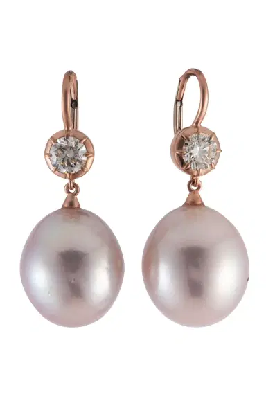 Sylva & Cie Freshwater Pearl Diamond Earrings | Thumbnail 1 Sylva & Cie Freshwater Pearl Diamond Earrings | Thumbnail 1
