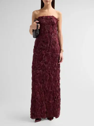 Simkhai Women's Malvina Feather Strapless Gown | Thumbnail 2 Simkhai Women's Malvina Feather Strapless Gown | Thumbnail 2