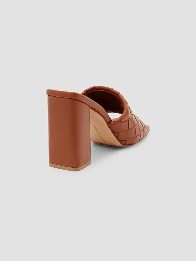 Bottega Veneta Women's Parco 90MM Leather Slip-On Sandals - Tannin | Thumbnail 3 Bottega Veneta Women's Parco 90MM Leather Slip-On Sandals - Tannin | Thumbnail 3