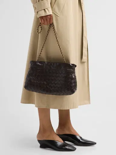 Bottega Veneta Women's Dustbag Notte Intrecciato Leather Chain Shoulder Bag - Fondant Brass | Thumbnail 2 Bottega Veneta Women's Dustbag Notte Intrecciato Leather Chain Shoulder Bag - Fondant Brass | Thumbnail 2