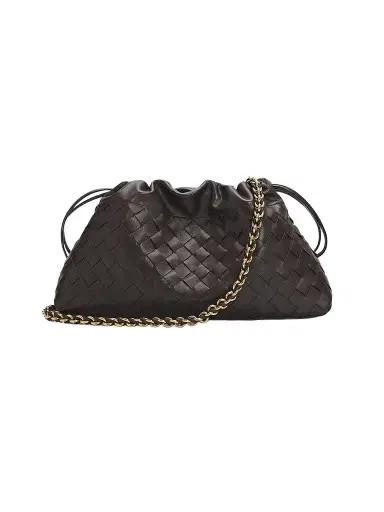 Bottega Veneta Women's Dustbag Notte Intrecciato Leather Chain Shoulder Bag - Fondant Brass | Thumbnail 1 Bottega Veneta Women's Dustbag Notte Intrecciato Leather Chain Shoulder Bag - Fondant Brass | Thumbnail 1