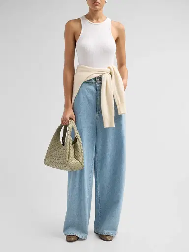 Bottega Veneta Women's Campana Intrecciato Leather Shoulder Bag - Travertine Muse Bra | Thumbnail 5 Bottega Veneta Women's Campana Intrecciato Leather Shoulder Bag - Travertine Muse Bra | Thumbnail 5