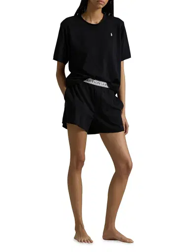 Polo Ralph Lauren Women's Club Terry 2-Piece Short-Sleeve Pajama Set - Polo Black | Thumbnail 2 Polo Ralph Lauren Women's Club Terry 2-Piece Short-Sleeve Pajama Set - Polo Black | Thumbnail 2