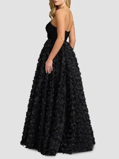 Mac Duggal Women's Strapless Rosette Lace Ballgown - Black | Thumbnail 2 Mac Duggal Women's Strapless Rosette Lace Ballgown - Black | Thumbnail 2