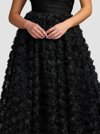 Mac Duggal Women's Strapless Rosette Lace Ballgown - Black | Thumbnail 4 Mac Duggal Women's Strapless Rosette Lace Ballgown - Black | Thumbnail 4