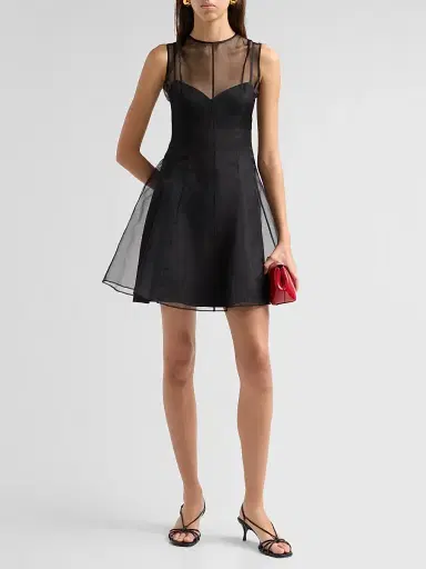 Milly Women's Ophelia Organza Mini Dress - Black | Thumbnail 2 Milly Women's Ophelia Organza Mini Dress - Black | Thumbnail 2