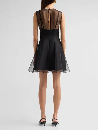 Milly Women's Ophelia Organza Mini Dress - Black | Thumbnail 3 Milly Women's Ophelia Organza Mini Dress - Black | Thumbnail 3