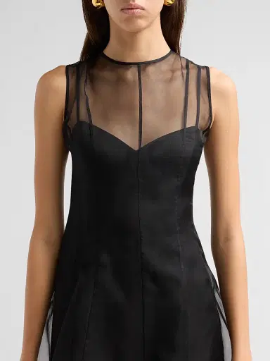 Milly Women's Ophelia Organza Mini Dress - Black | Thumbnail 5 Milly Women's Ophelia Organza Mini Dress - Black | Thumbnail 5