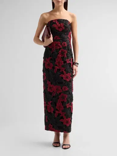 Milly Women's Orion Grand Floral Lace Maxi Dress - Black Red | Thumbnail 2 Milly Women's Orion Grand Floral Lace Maxi Dress - Black Red | Thumbnail 2