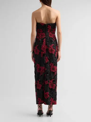 Milly Women's Orion Grand Floral Lace Maxi Dress - Black Red | Thumbnail 3 Milly Women's Orion Grand Floral Lace Maxi Dress - Black Red | Thumbnail 3