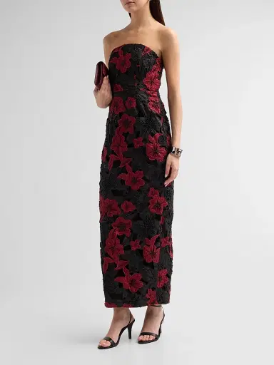 Milly Women's Orion Grand Floral Lace Maxi Dress - Black Red | Thumbnail 4 Milly Women's Orion Grand Floral Lace Maxi Dress - Black Red | Thumbnail 4