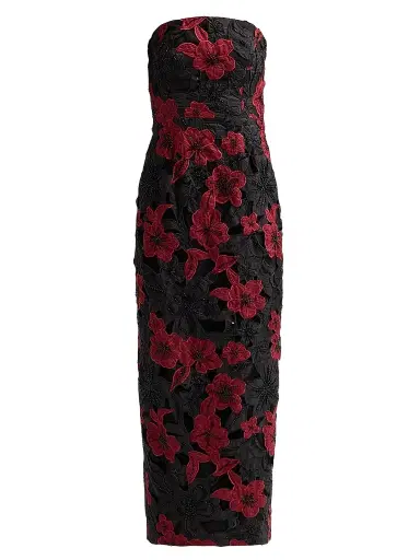 Milly Women's Orion Grand Floral Lace Maxi Dress - Black Red | Thumbnail 1 Milly Women's Orion Grand Floral Lace Maxi Dress - Black Red | Thumbnail 1