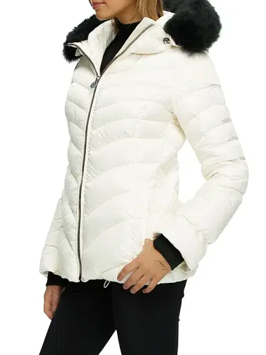 Gorski Women's Apres-Ski Jacket with Detachable Toscana Lamb Hood Trim - Ivory - Size Large | Thumbnail 3 Gorski Women's Apres-Ski Jacket with Detachable Toscana Lamb Hood Trim - Ivory - Size Large | Thumbnail 3