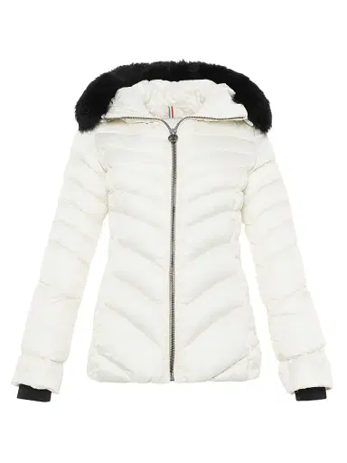 Gorski Women's Apres-Ski Jacket with Detachable Toscana Lamb Hood Trim - Ivory - Size Large | Thumbnail 1 Gorski Women's Apres-Ski Jacket with Detachable Toscana Lamb Hood Trim - Ivory - Size Large | Thumbnail 1