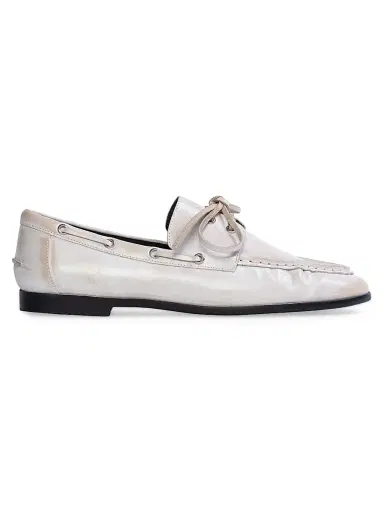 Black Suede Studio Women's Davy Boatshoe Loafers - White Leather - Size 10 | Thumbnail 1 Black Suede Studio Women's Davy Boatshoe Loafers - White Leather - Size 10 | Thumbnail 1