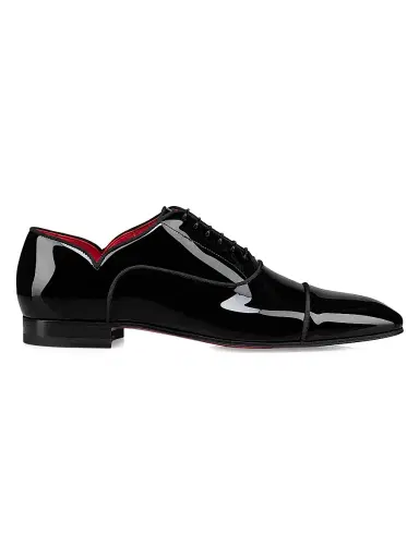 Christian Louboutin Men's Greggy Chick Patent Leather Oxford Shoes - Black | Thumbnail 1 Christian Louboutin Men's Greggy Chick Patent Leather Oxford Shoes - Black | Thumbnail 1