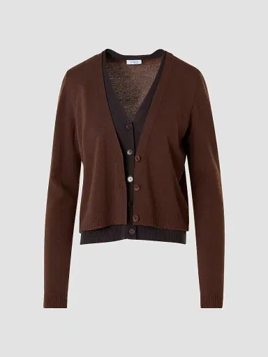 Akris punto Women's Wool-Cashmere V-Neck Cardigan - Caramel Espresso | Thumbnail 3 Akris punto Women's Wool-Cashmere V-Neck Cardigan - Caramel Espresso | Thumbnail 3