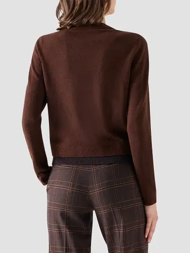 Akris punto Women's Wool-Cashmere V-Neck Cardigan - Caramel Espresso | Thumbnail 4 Akris punto Women's Wool-Cashmere V-Neck Cardigan - Caramel Espresso | Thumbnail 4
