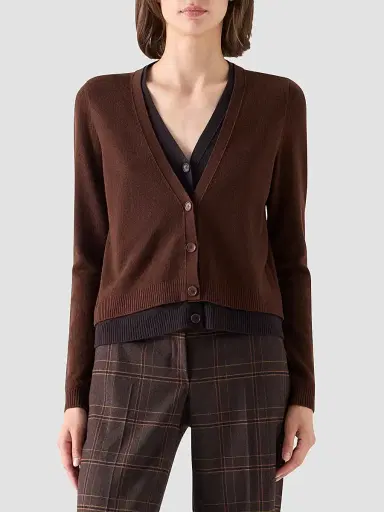Akris punto Women's Wool-Cashmere V-Neck Cardigan - Caramel Espresso | Thumbnail 5 Akris punto Women's Wool-Cashmere V-Neck Cardigan - Caramel Espresso | Thumbnail 5