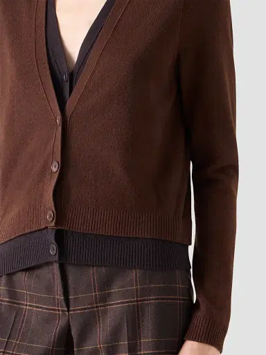 Akris punto Women's Wool-Cashmere V-Neck Cardigan - Caramel Espresso | Thumbnail 6 Akris punto Women's Wool-Cashmere V-Neck Cardigan - Caramel Espresso | Thumbnail 6