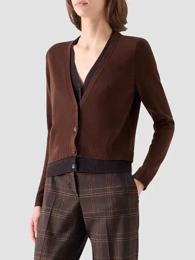Akris punto Women's Wool-Cashmere V-Neck Cardigan - Caramel Espresso | Thumbnail 7 Akris punto Women's Wool-Cashmere V-Neck Cardigan - Caramel Espresso | Thumbnail 7