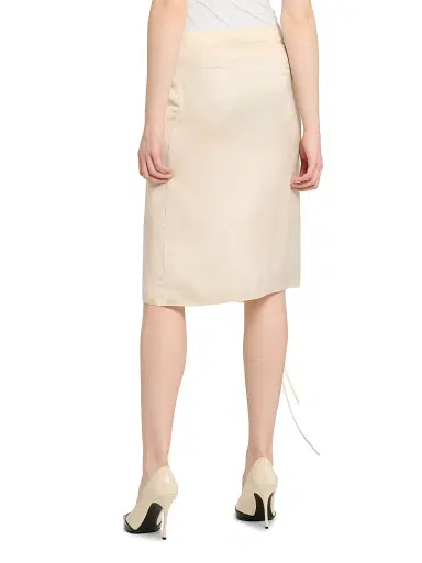FERRAGAMO Women's Lace-Up Satin Knee-Length Skirt - Parchment | Thumbnail 5 FERRAGAMO Women's Lace-Up Satin Knee-Length Skirt - Parchment | Thumbnail 5