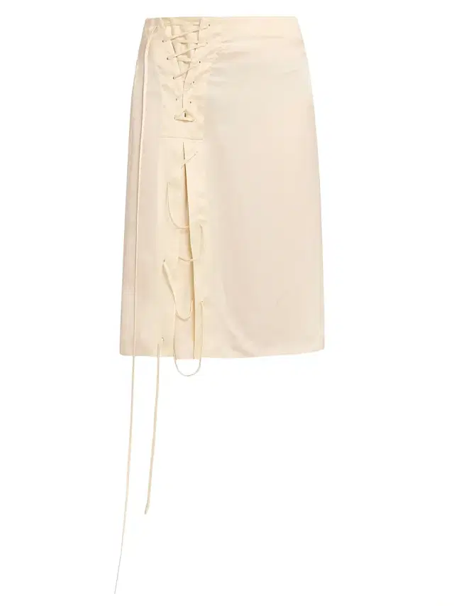Women's Lace-Up Satin Knee-Length Skirt - Parchment Women's Lace-Up Satin Knee-Length Skirt - Parchment