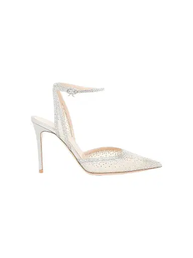 Gianvito Rossi Women's Burma 95MM Embellished Sheer Organza Pumps - Silver | Thumbnail 1 Gianvito Rossi Women's Burma 95MM Embellished Sheer Organza Pumps - Silver | Thumbnail 1