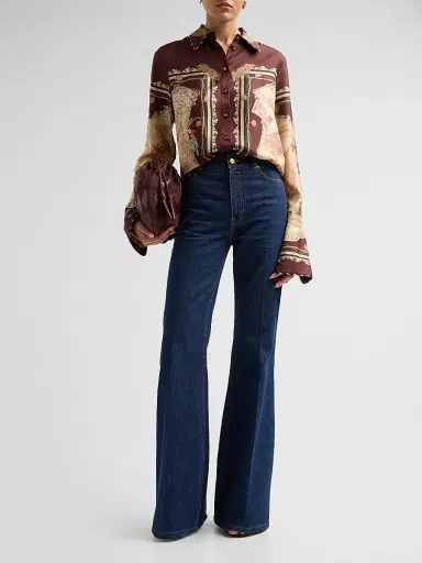 Zimmermann Women's Valiant Silk Twill Shirt - Plum Scarf | Thumbnail 2 Zimmermann Women's Valiant Silk Twill Shirt - Plum Scarf | Thumbnail 2