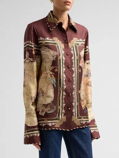 Zimmermann Women's Valiant Silk Twill Shirt - Plum Scarf | Thumbnail 4 Zimmermann Women's Valiant Silk Twill Shirt - Plum Scarf | Thumbnail 4
