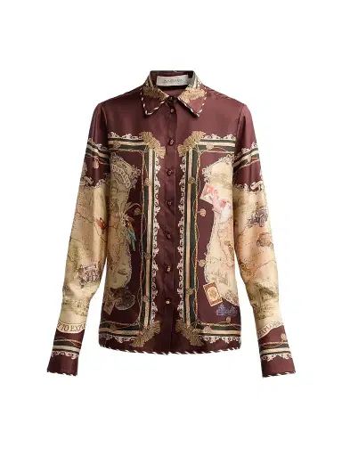 Zimmermann Women's Valiant Silk Twill Shirt - Plum Scarf | Thumbnail 1 Zimmermann Women's Valiant Silk Twill Shirt - Plum Scarf | Thumbnail 1