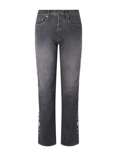 KAPITAL Monkey Cisco Straight-Leg Leather-Trimmed Embellished Jeans - Men | Thumbnail 1 KAPITAL Monkey Cisco Straight-Leg Leather-Trimmed Embellished Jeans - Men | Thumbnail 1