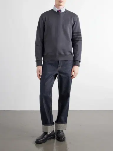 Thom Browne 4-Bar Stripe Cotton-Jersey Sweatshirt - Men | Thumbnail 2 Thom Browne 4-Bar Stripe Cotton-Jersey Sweatshirt - Men | Thumbnail 2