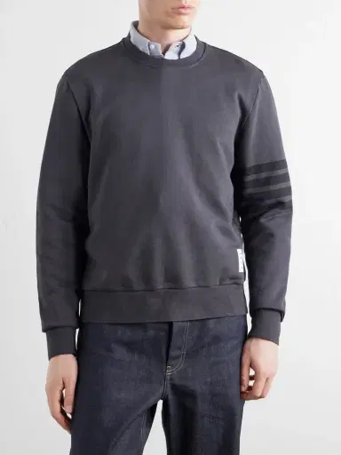 Thom Browne 4-Bar Stripe Cotton-Jersey Sweatshirt - Men | Thumbnail 3 Thom Browne 4-Bar Stripe Cotton-Jersey Sweatshirt - Men | Thumbnail 3