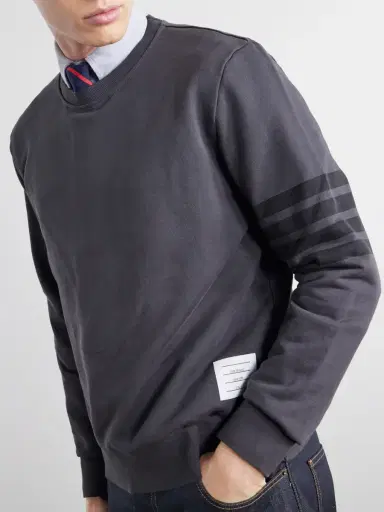 Thom Browne 4-Bar Stripe Cotton-Jersey Sweatshirt - Men | Thumbnail 5 Thom Browne 4-Bar Stripe Cotton-Jersey Sweatshirt - Men | Thumbnail 5