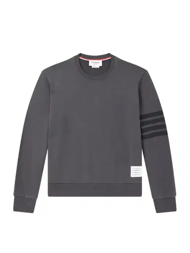 Thom Browne 4-Bar Stripe Cotton-Jersey Sweatshirt - Men | Thumbnail 1 Thom Browne 4-Bar Stripe Cotton-Jersey Sweatshirt - Men | Thumbnail 1