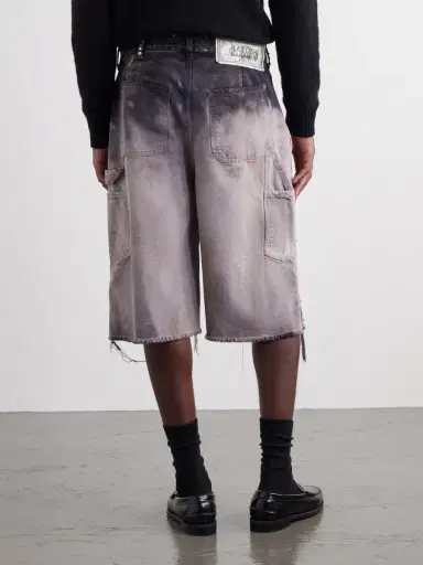 Satoshi Nakamoto Danny's Straight-Leg Embellished Distressed Denim Shorts - Men | Thumbnail 4 Satoshi Nakamoto Danny's Straight-Leg Embellished Distressed Denim Shorts - Men | Thumbnail 4