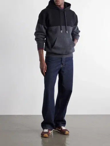 Loewe Anagram-Embossed Leather-Trimmed Cotton-Jersey Hoodie - Men | Thumbnail 2 Loewe Anagram-Embossed Leather-Trimmed Cotton-Jersey Hoodie - Men | Thumbnail 2