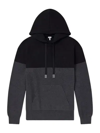 Loewe Anagram-Embossed Leather-Trimmed Cotton-Jersey Hoodie - Men | Thumbnail 1 Loewe Anagram-Embossed Leather-Trimmed Cotton-Jersey Hoodie - Men | Thumbnail 1