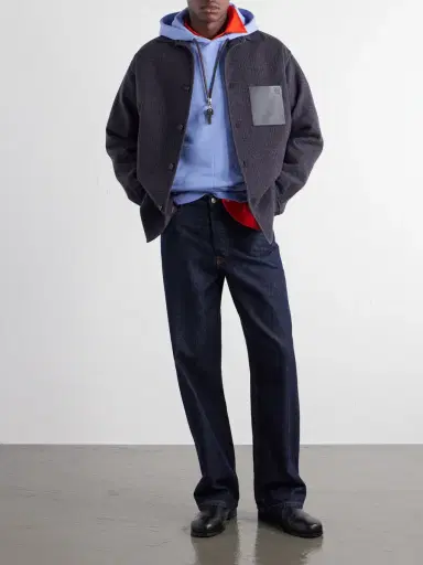 Loewe Leather-Patched Wool and Silk-Blend Overshirt - Men | Thumbnail 2 Loewe Leather-Patched Wool and Silk-Blend Overshirt - Men | Thumbnail 2