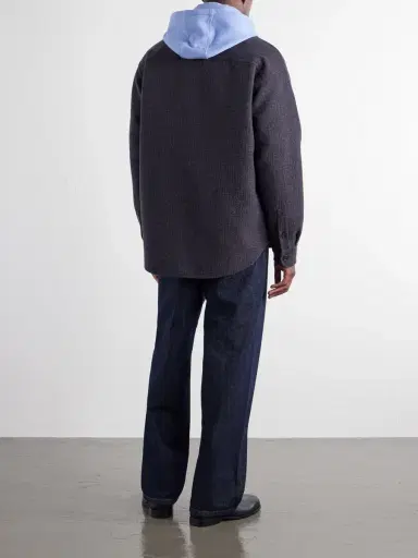 Loewe Leather-Patched Wool and Silk-Blend Overshirt - Men | Thumbnail 4 Loewe Leather-Patched Wool and Silk-Blend Overshirt - Men | Thumbnail 4