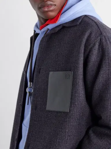 Loewe Leather-Patched Wool and Silk-Blend Overshirt - Men | Thumbnail 5 Loewe Leather-Patched Wool and Silk-Blend Overshirt - Men | Thumbnail 5