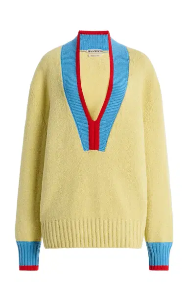 JW Anderson Contrast-Trim Cotton-Blend Sweater | Thumbnail 1 JW Anderson Contrast-Trim Cotton-Blend Sweater | Thumbnail 1
