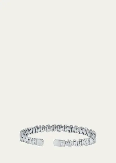 Suzanne Kalan 18K White Gold OAK Shimmer Baguette and Round Diamond Bangle Bracelet | Thumbnail 2 Suzanne Kalan 18K White Gold OAK Shimmer Baguette and Round Diamond Bangle Bracelet | Thumbnail 2