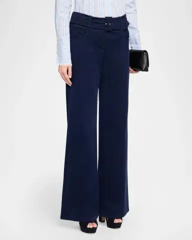 Maison Common Belted Cotton Flared Trousers | Thumbnail 4 Maison Common Belted Cotton Flared Trousers | Thumbnail 4